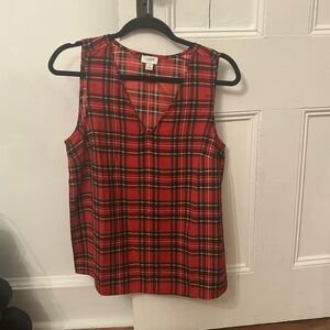 J. Crew Red and Black Plaid Sleeveless Blouse